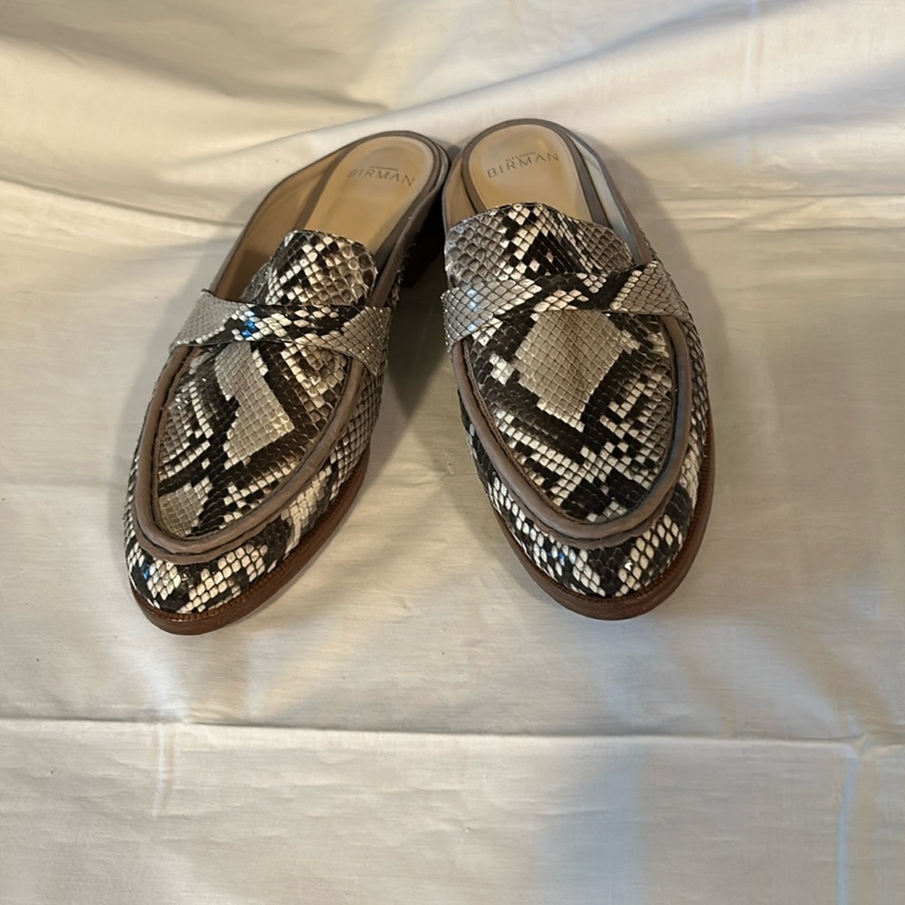 Alexandre Birman Snakeskin Mules Gray/Brown Size EU40/US9 EUC